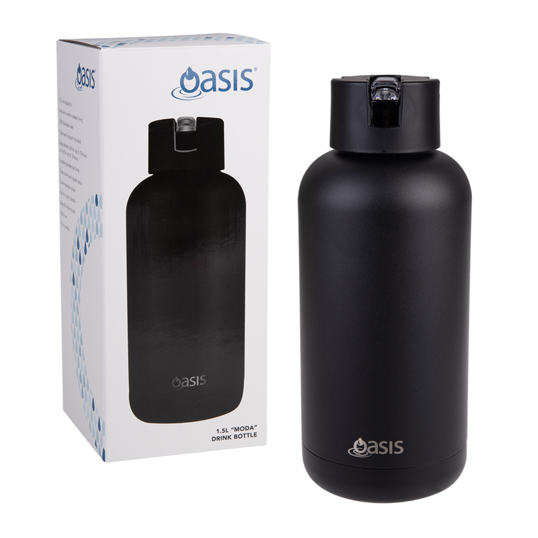 Oasis Moda Cermaic Lined Stainless Steel Triple Wall Insulated Drink Bottle 1.5 Litre-Gift a Little gift shop